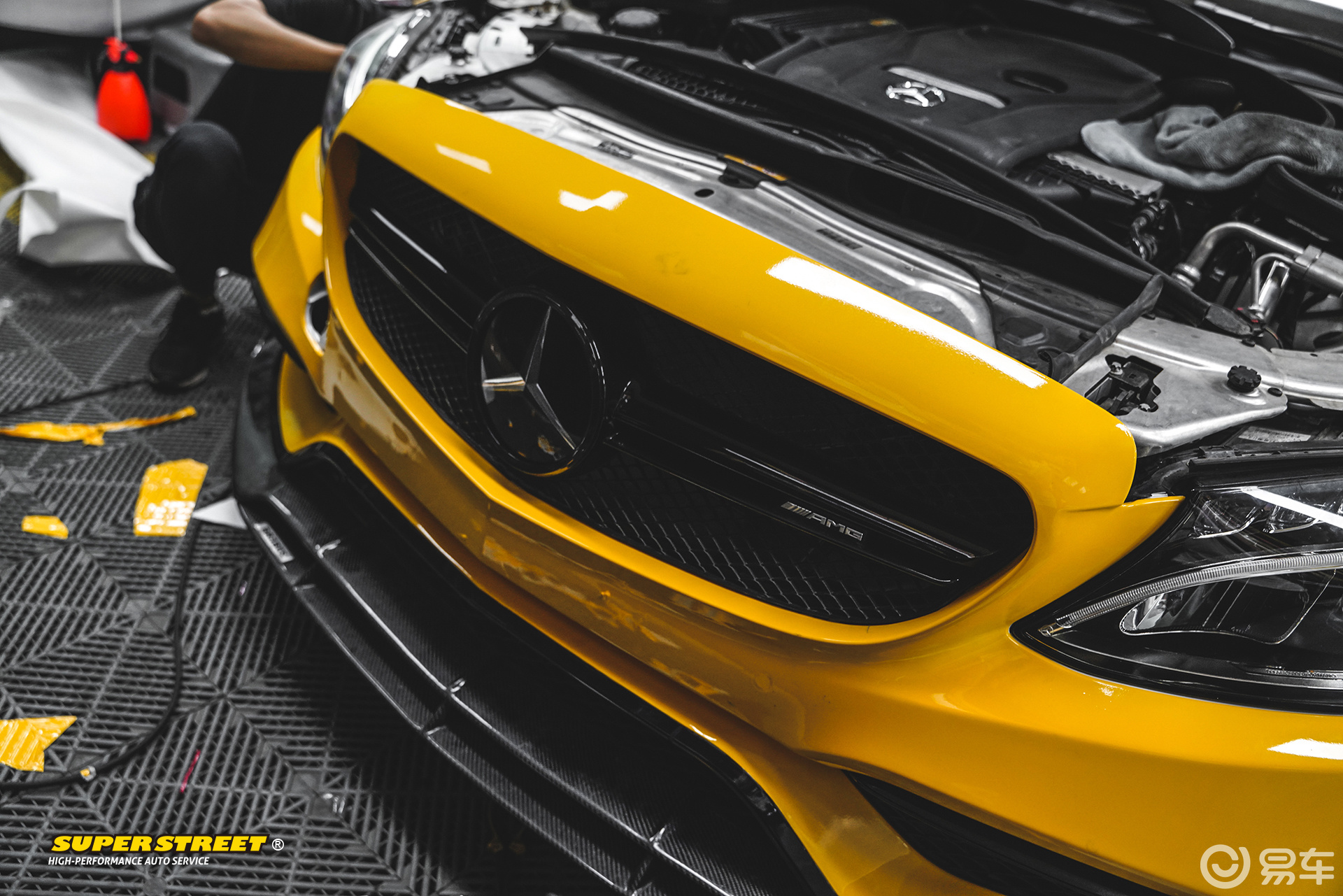 奔驰c级w205改色艾利亮光深黄改色膜