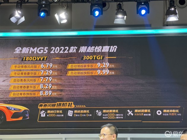 2022重庆车展：2022款MG5售6.79万元起